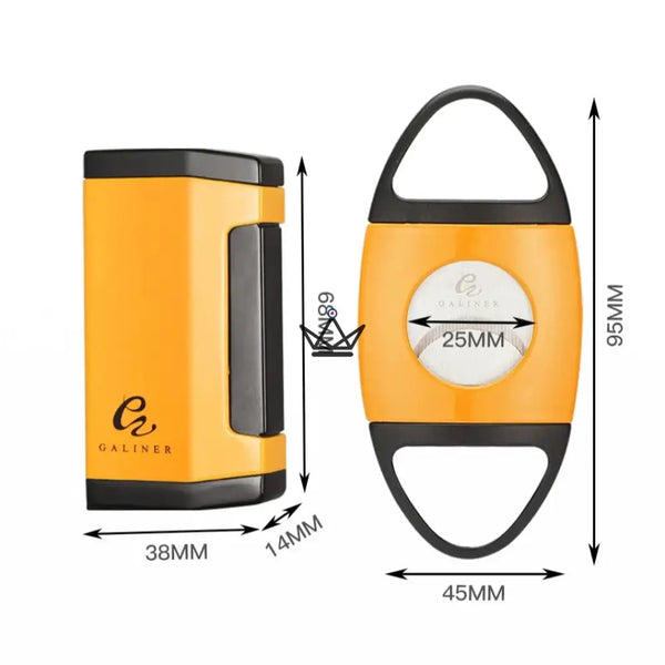GOLDYR Lighter & Cigar Cutter Set — Blue Flame Torch + 64mm Cigar Cutter | Yellow or Black – 9/17
