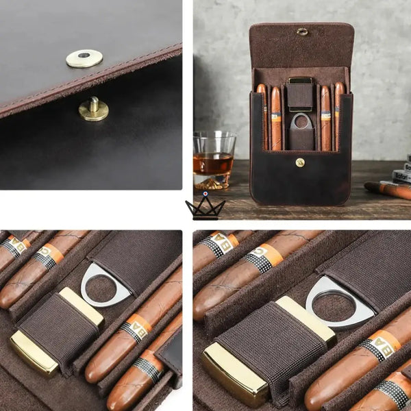 Étui à cigares en cuir personnalisable - Voyageur Quad - - etui cigare personnalisable - Cadeau, Noël, Anniversaire, Original, Fête des pères, fête des mères - Atelier Atypique