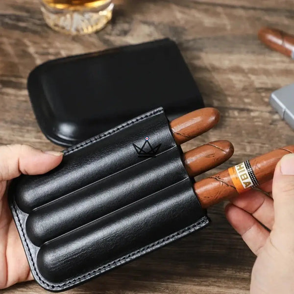 Etui 3 cigares en cuir personnalisable - Voyageur Élégance - - etui cigare personnalisable - Cadeau, Noël, Anniversaire, Original, Fête des pères, fête des mères - Atelier Atypique