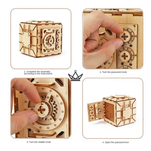 3D wooden combination safe puzzle, mechanical model - BASTION