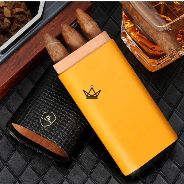 Etui de voyage cuir SUNY WOOD - 3 cigares - - Etui à cigare - Cadeau, Noël, Anniversaire, Original - Atelier Atypique