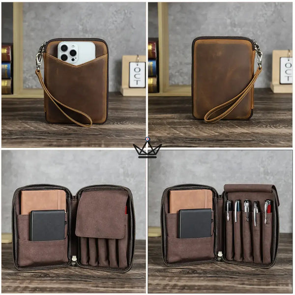 Leather Pocket Organizer - Customizable for Pens & Notebooks — VOYAGEUR Plume – 5/9