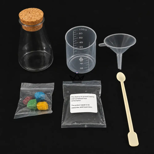 Magical crystal garden in a vial, chemistry experiment — GERMINA, Conical flask
