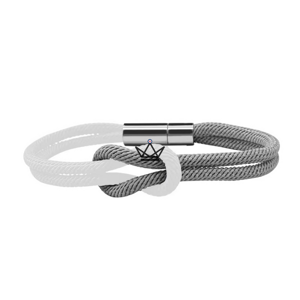 Nautilus Bracelet - Two-Tone Marine Knot & Clip - Ideal for Couples, 1 bracelet / White/Grey