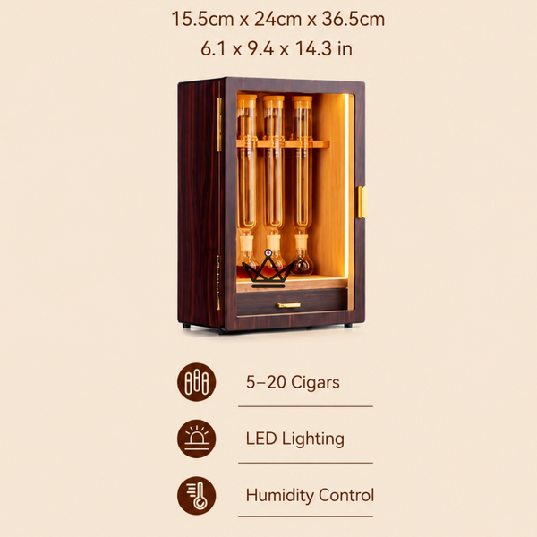 Cigar Humidor Infuser LED Display Case Cedar 4 Tubes — INFUSIO SANCTUAIRE