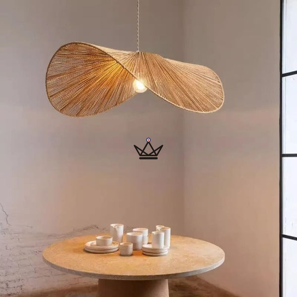 FOLIA Pendant Lamp — Hand-Woven Rattan, Leaf Shape – 3/12