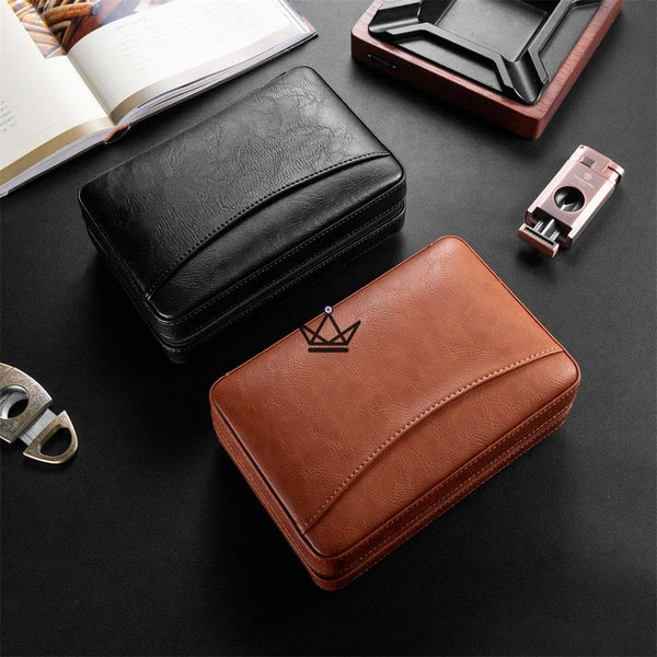 Pack Cave à cigare de voyage en cuir + Briquet - TISFA STYLE - - cave a cigare - Cadeau, Noël, Anniversaire, Original, Fête des pères, fête des mères - Atelier Atypique