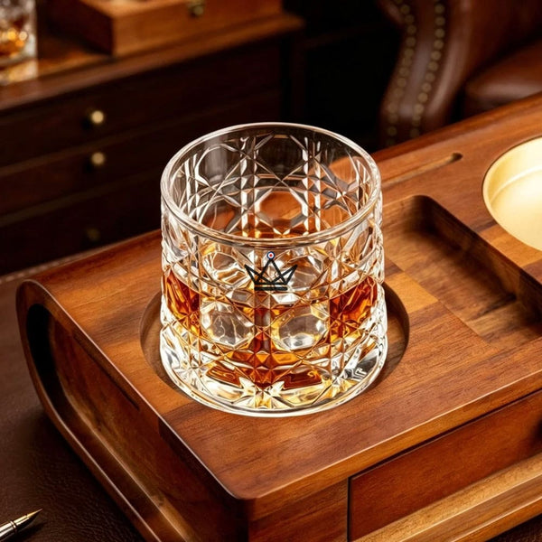 Solid Wood Cigar Ashtray with Whisky Slot and Drawer - Whisky Butler