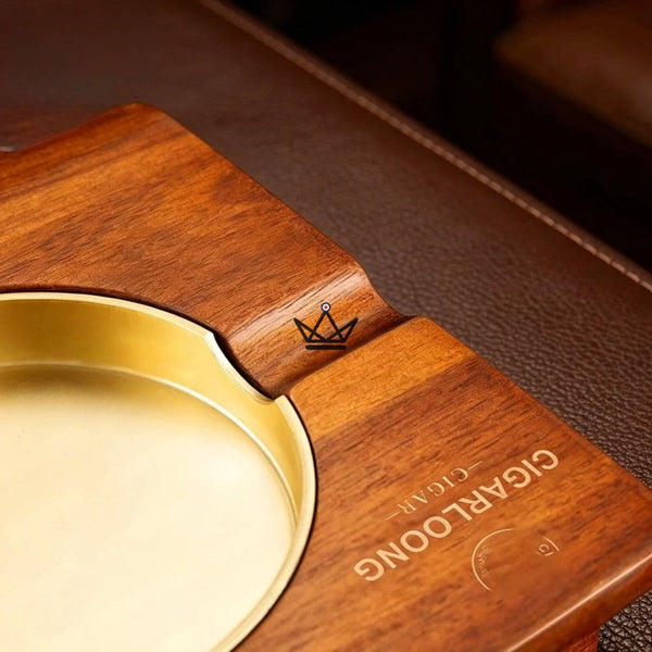 Solid Wood Cigar Ashtray with Whisky Slot and Drawer - Whisky Butler