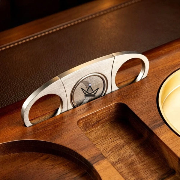 Solid Wood Cigar Ashtray with Whisky Slot and Drawer - Whisky Butler