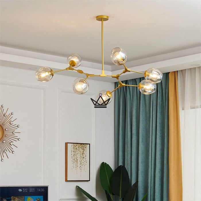 Articulated Industrial Ceiling Chandelier - Branching Bubble Style