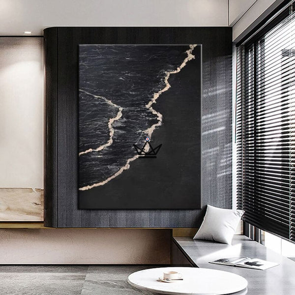 Peinture à l'huile sur toile XXL - Sable Noir - - toile - Cadeau, Noël, Anniversaire, Original - Atelier Atypique