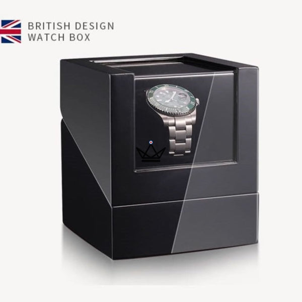 TANKER Automatic Watch Winder — Lacquered Wood, Mabuchi Motor, 3 Finishes, Black
