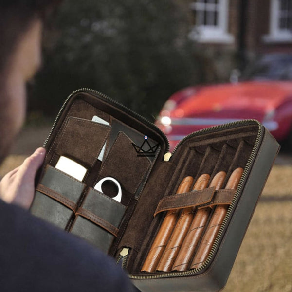 Etui à cigares en cuir personnalisable - Voyageur Prestige - - etui cigare personnalisable - Cadeau, Noël, Anniversaire, Original - Atelier Atypique