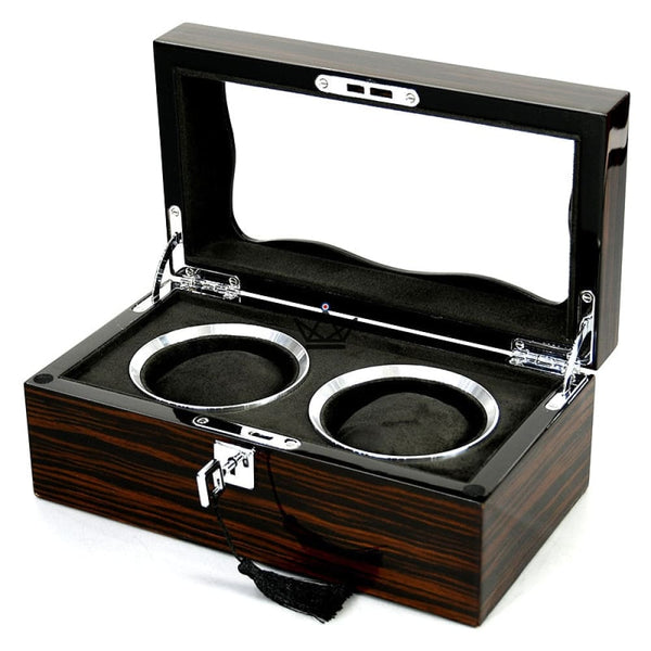 LUXURIA TEMPORUM Luxury Watch Storage Box — Lacquered Wood, Glass, Key, 2 to 9 Watches, 2 slots