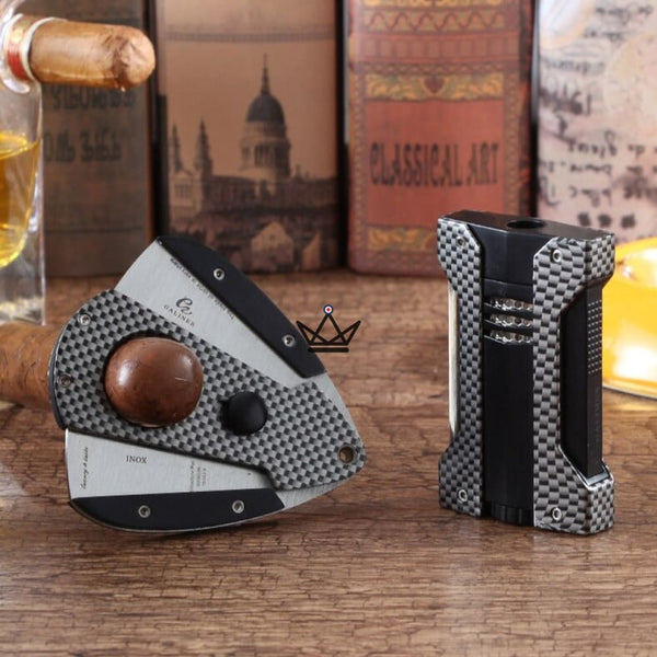 Pack briquet torche et coupe-Cigare - NYFE CARBON - - Briquet - Cadeau, Noël, Anniversaire, Original - Atelier Atypique