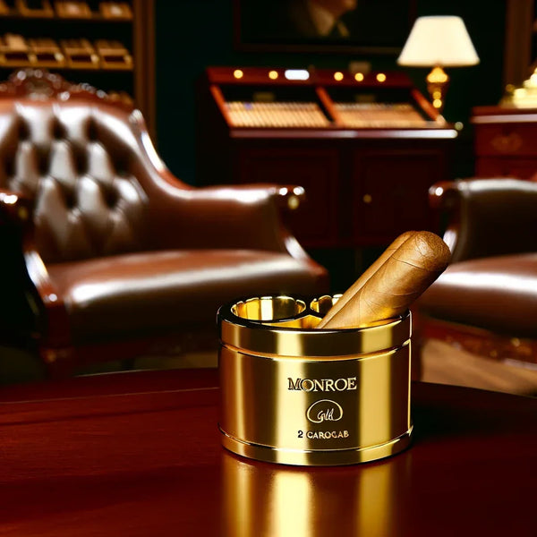Élégance et Fonctionnalité : Le Cendrier 2 Cigares Monroe Gold