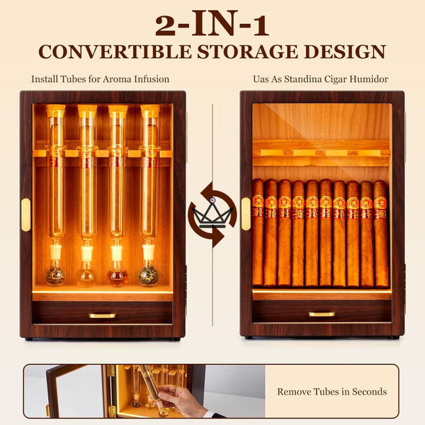 INFUSIO SANCTUAIRE - 4-Tube Cedar LED Display Cigar Infuser & Humidor