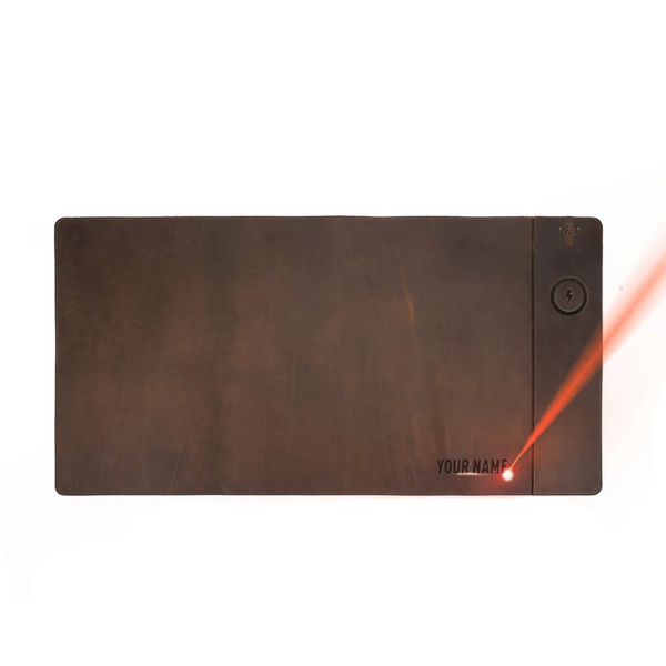 Customizable XXL Leather Mouse Pad with Wireless Charger - Magellan Traveler