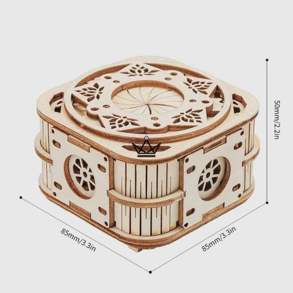 3D wooden puzzle music box with cutout floral patterns - FLORALIE