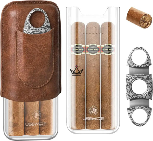 Étui à Cigares Cuir & Acrylique - Vanguard - [] - etui cigare - Cadeau, Noël, Anniversaire, Original, Fête des pères, fête des mères - Atelier Atypique