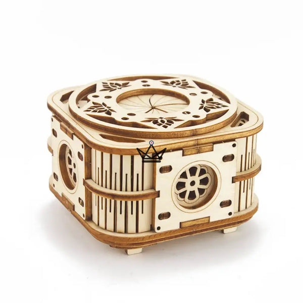3D wooden puzzle music box with cutout floral patterns - FLORALIE