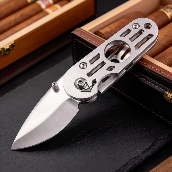 SWORD Cigar Cutter — Half Moon Rotary Blade, Brushed Stainless Steel | Collector's Box Included – 2/7