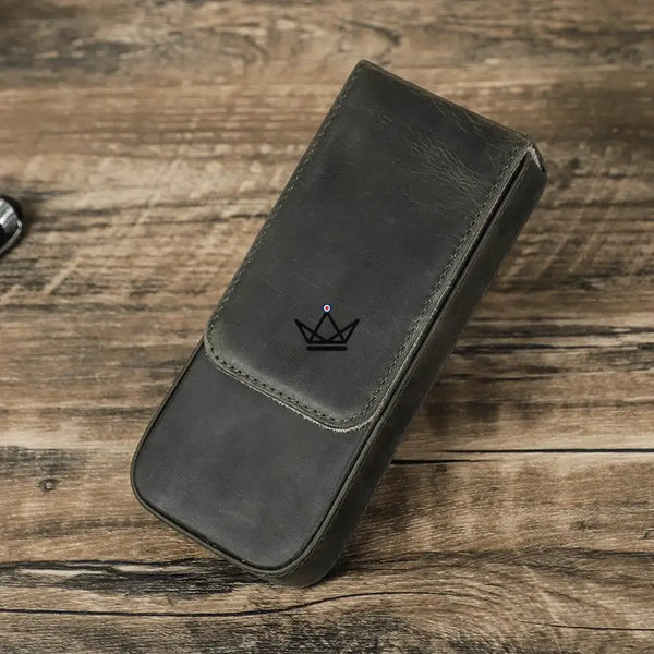 Customizable 3-pen leather case with removable tray — TERCET Traveler – 15/18