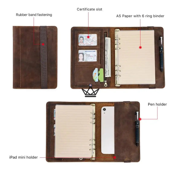 Organiseur A5 en Cuir personnalisable  — VOYAGEUR Agenda