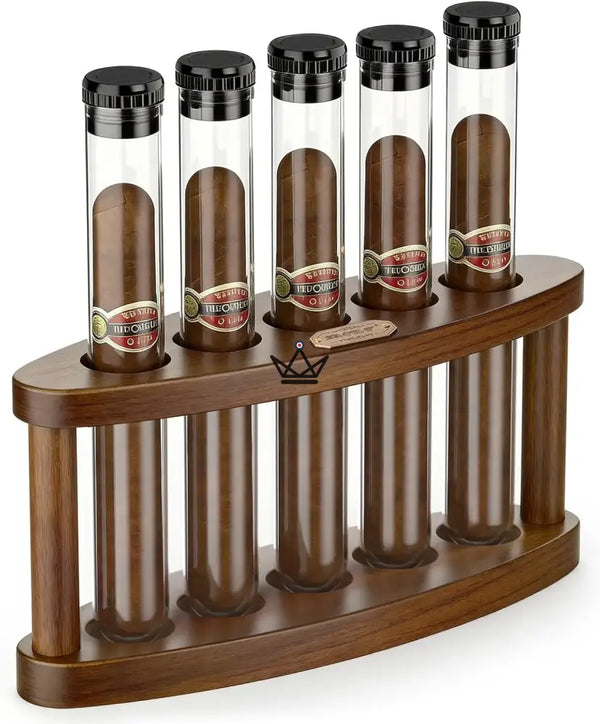 Quintet Acacia Wood Desktop Humidor — 5 Tubes