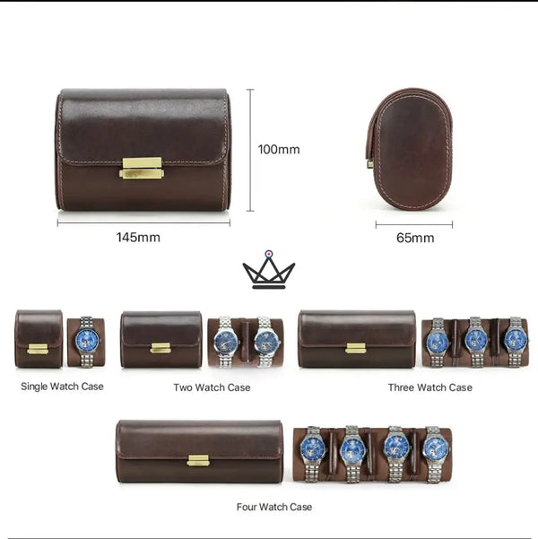 Customizable Leather Travel Watch Case for 1 to 4 Watches - CAPSULE Traveler