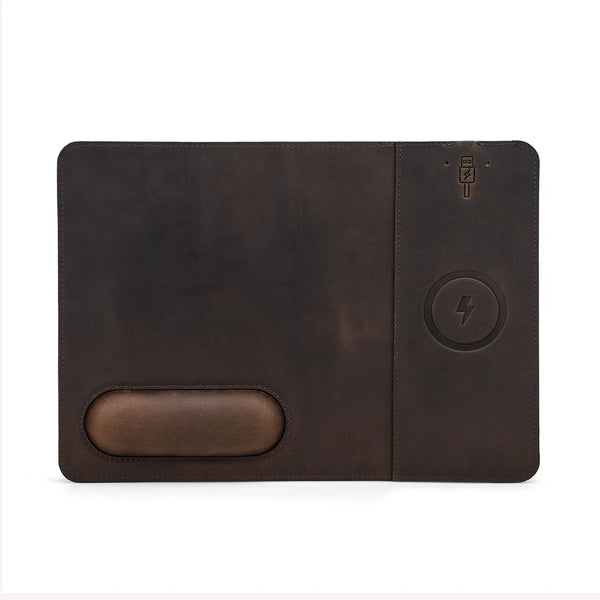 Customizable Leather Mousepad with Wireless Charger - Magellan Traveler