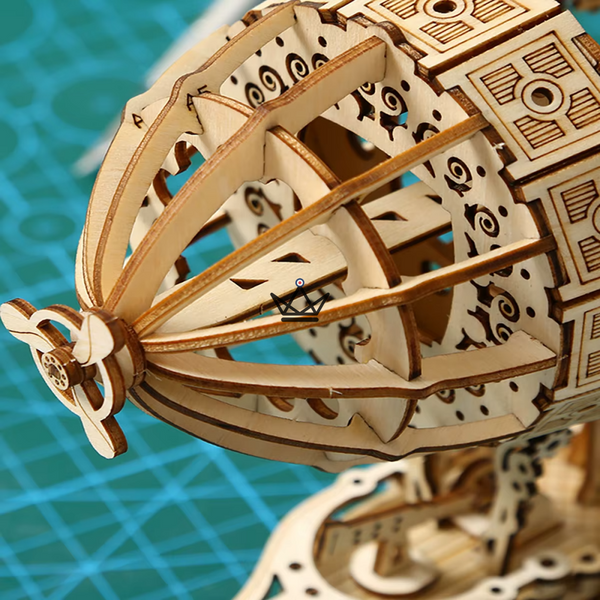 Steampunk airship 3D wooden puzzle on a carriage to build - ZEPHYR