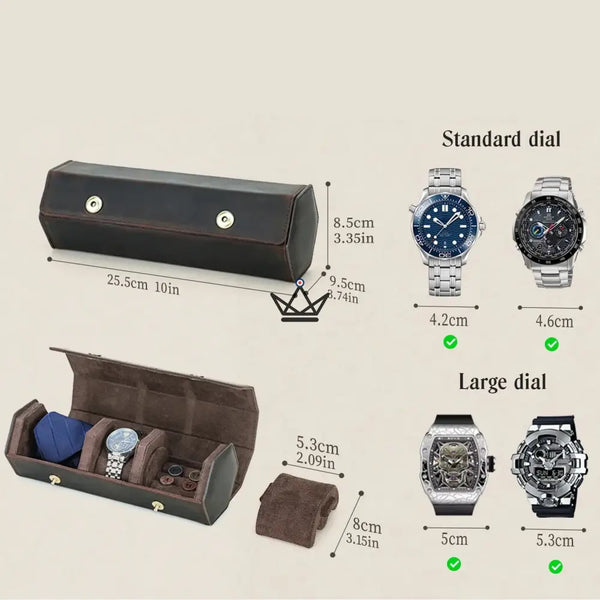 Étui voyage cuir personnalisable montres et cravate - Voyageur GENTLEMAN - ["Etui Montre personnalisable","maj-filtre","Maroquinerie Personnalisable"] - etui montre personnalisable - Cadeau, Noël, Anniversaire, Original, Fête des pères, fête des mères - Atelier Atypique