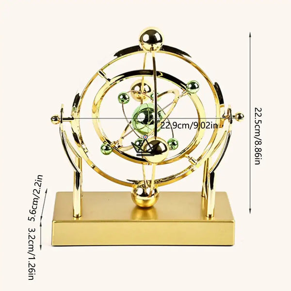 Golden celestial orbit kinetic desk sculpture - ASTRALIS