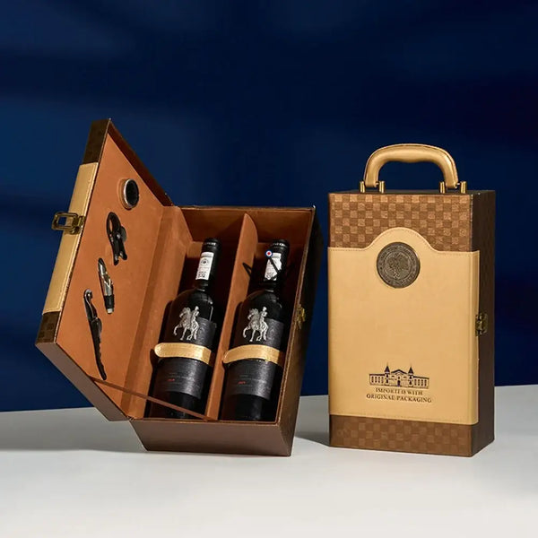 Coffret 2 bouteilles de vin avec accessoires de sommelier - SOMMELIER - ["maj-desc","maj-filtre"] - coffret vin - Cadeau, Noël, Anniversaire, Original, Fête des pères, fête des mères - Atelier Atypique