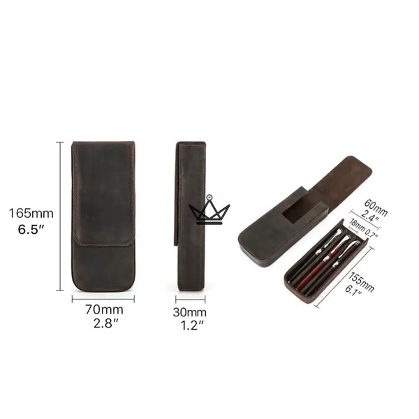 Customizable 3-pen leather case with removable tray — TERCET Traveler – 6/18