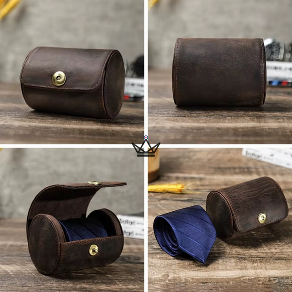 Customizable leather tie case, 1 or 2 ties - ASCOT Traveler