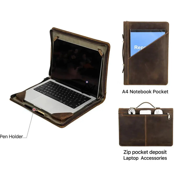 Customizable Leather MacBook Sleeve 13"-16" - Voyager CODEX