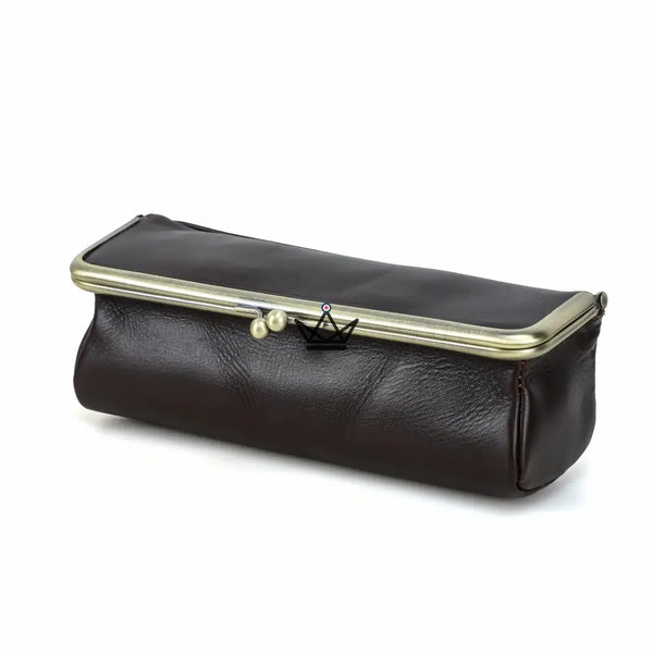 Personalizable Leather Pouch with Vintage Clasp - Traveller SCRIPT