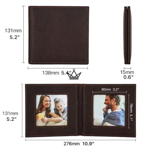 Cadre photo double pliant en cuir personnalisable - Voyageur SOUVENIR - ["Divers personnalisable","maj-desc","maj-filtre","Maroquinerie Personnalisable"] - cadre photo personnalisable - Cadeau, Noël, Anniversaire, Original, Fête des pères, fête des mères - Atelier Atypique
