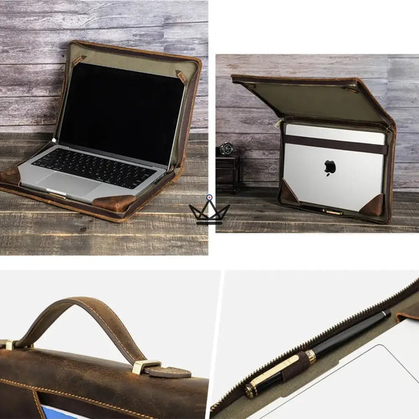 Customizable Leather MacBook Sleeve 13"-16" - Voyager CODEX