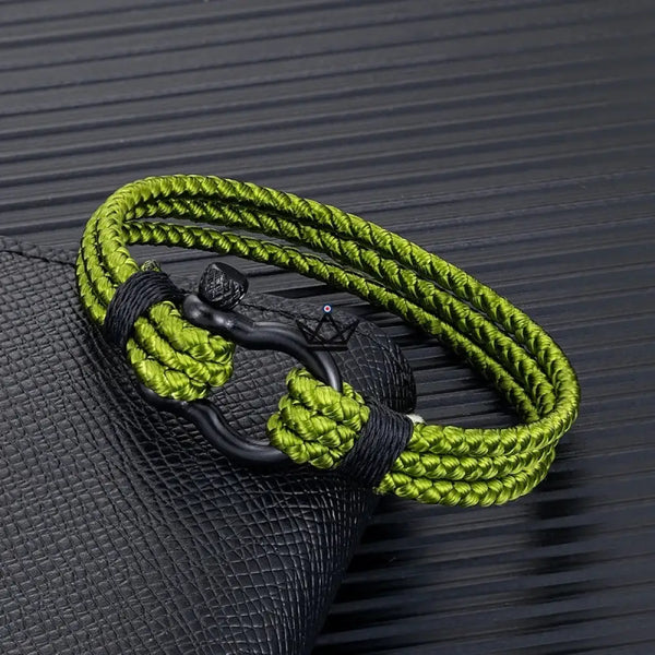 Bracelet cordage tressé à manille marine en acier noir - BOSCO - ["maj-desc","maj-filtre"] - bracelet - Cadeau, Noël, Anniversaire, Original, Fête des pères, fête des mères - Atelier Atypique