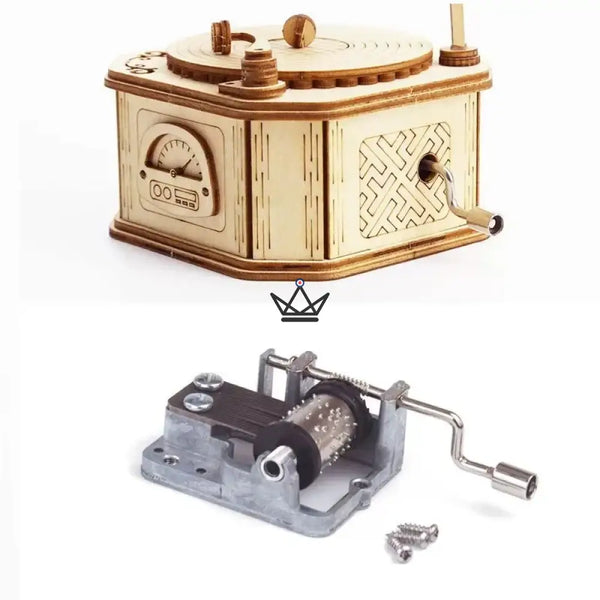 3D wooden gramophone music box puzzle with hand crank - SERENADE