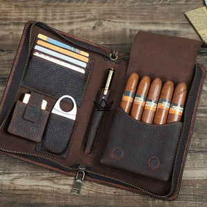 Étui à Cigares en Cuir Personnalisable - Voyageur Tempo -  - etui cigare personnalisable - Cadeau, Noël, Anniversaire, Original - Atelier Atypique