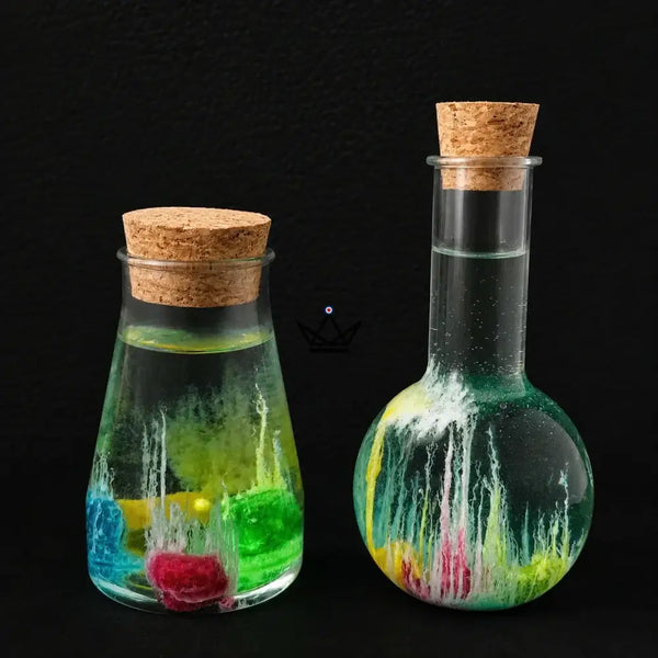 Magical crystal garden in a vial, chemistry experiment — GERMINA, Conical + round pair