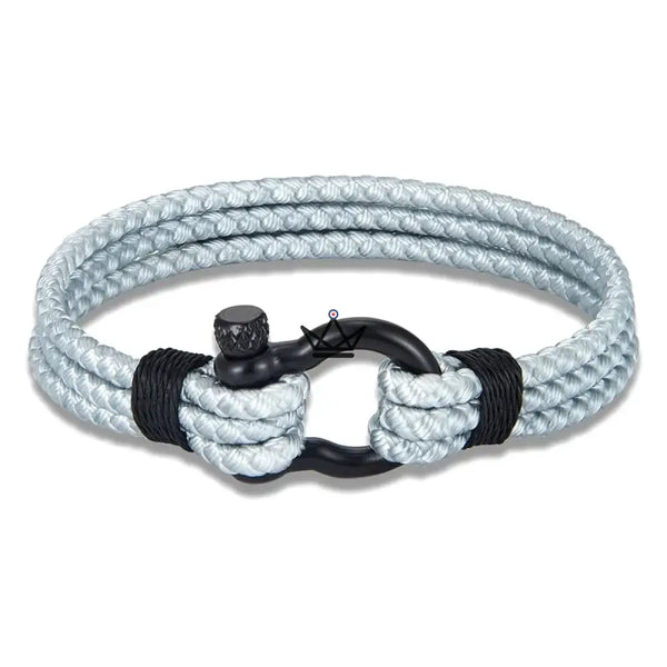 Bracelet cordage tressé à manille marine en acier noir - BOSCO - ["maj-desc","maj-filtre"] - bracelet - Cadeau, Noël, Anniversaire, Original, Fête des pères, fête des mères - Atelier Atypique
