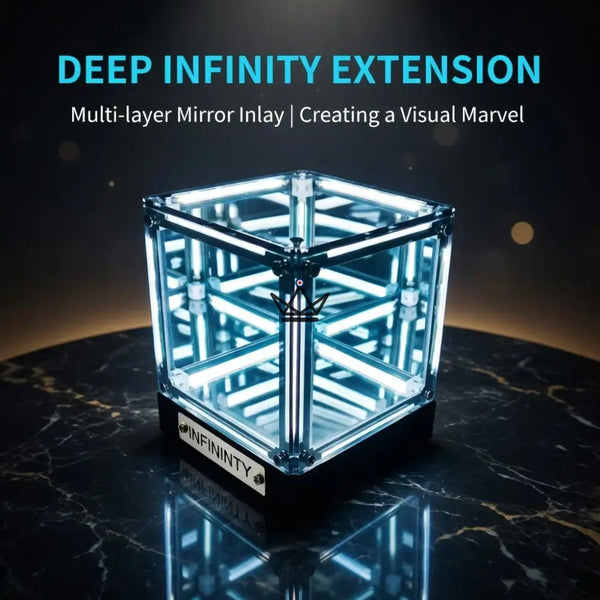 Rechargeable LED hypercube lamp with infinity mirror effect - QUANTA