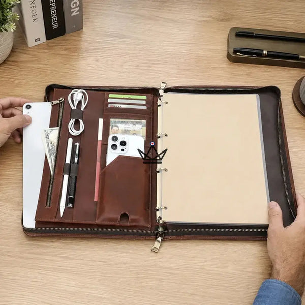 Customizable A4 Leather Folio — iPad Pro & Organizer — VOYAGEUR PadFolio