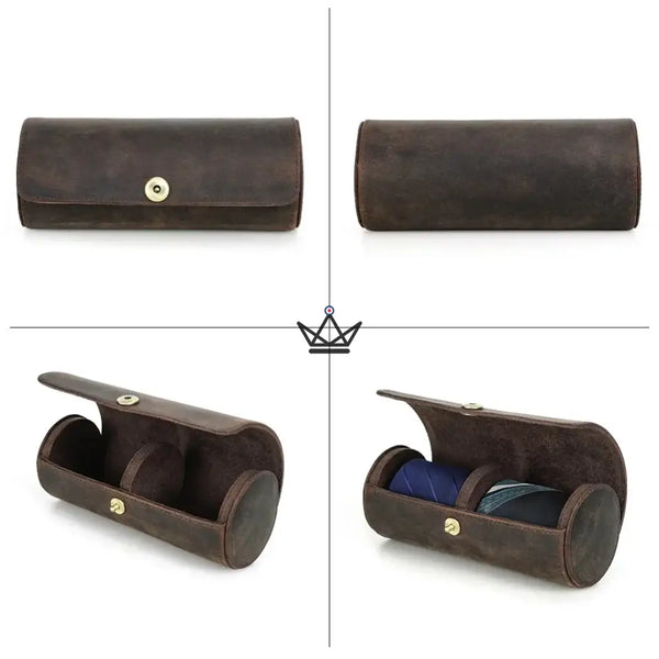 Étui à cravates en cuir personnalisable, 1 ou 2 cravates - Voyageur ASCOT - ["Divers personnalisable","maj-desc","maj-filtre","Maroquinerie Personnalisable"] - etui cravate personnalisable - Cadeau, Noël, Anniversaire, Original, Fête des pères, fête des mères - Atelier Atypique
